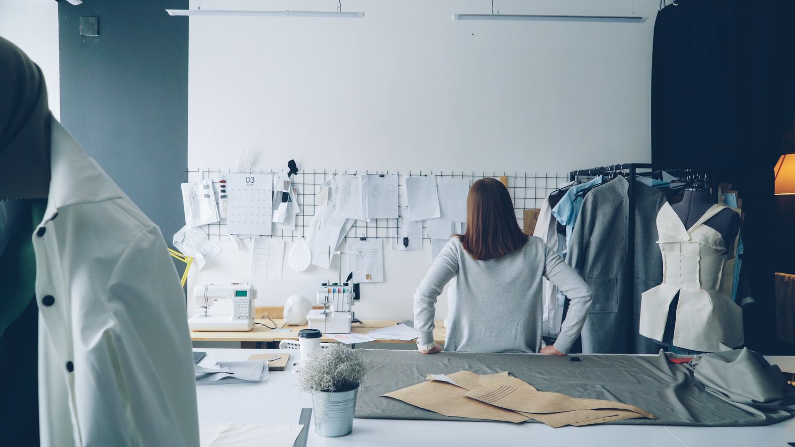 Fashion designer at work in the atelier